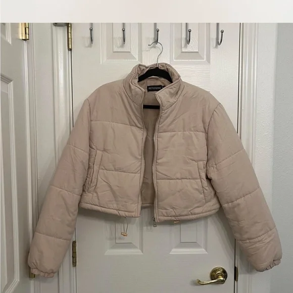Women's Beige Puffer Jacket - Picture 3 of 3